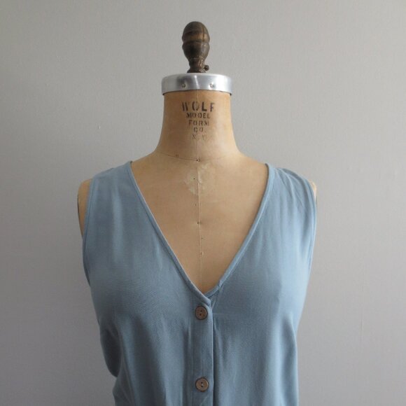 90's Style Blue Sleeveless V-Neckline Button down Maxi Dress with Pockets - NWOT - Picture 3 of 10